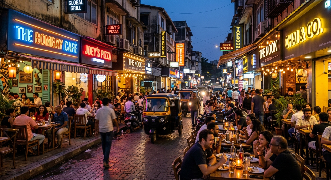 Lively dining street in Andheri West